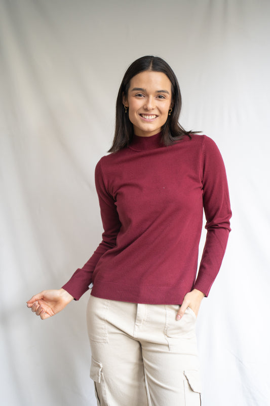 Sweater Xime Burdeo Básico
