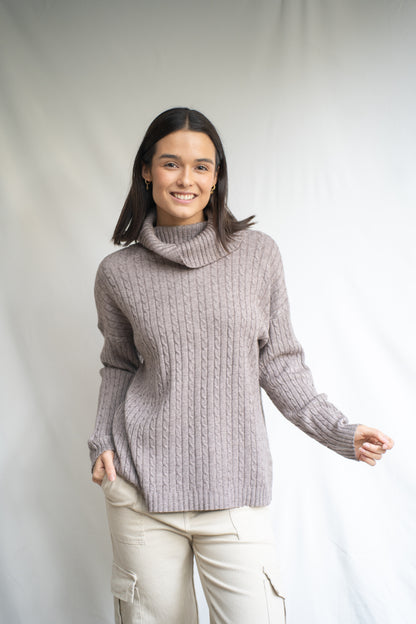 Sweater Polka Taupe Trenzado