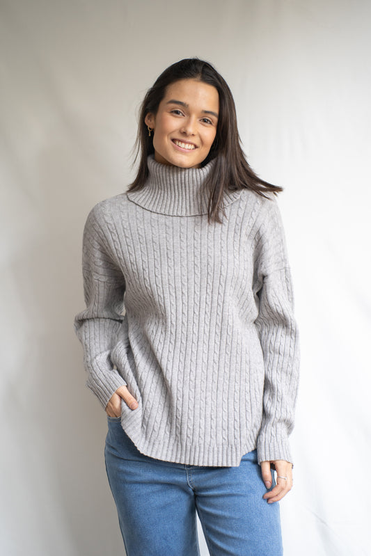 Sweater Polka Gris Trenzado