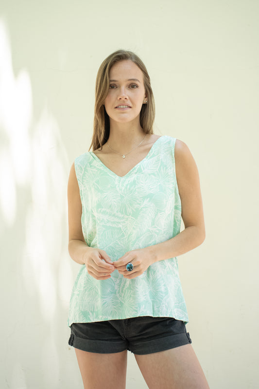 Polera Mica Menta Estampada