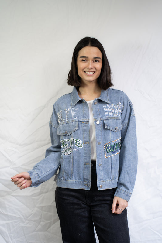 Chaqueta Hops Celeste Bordada