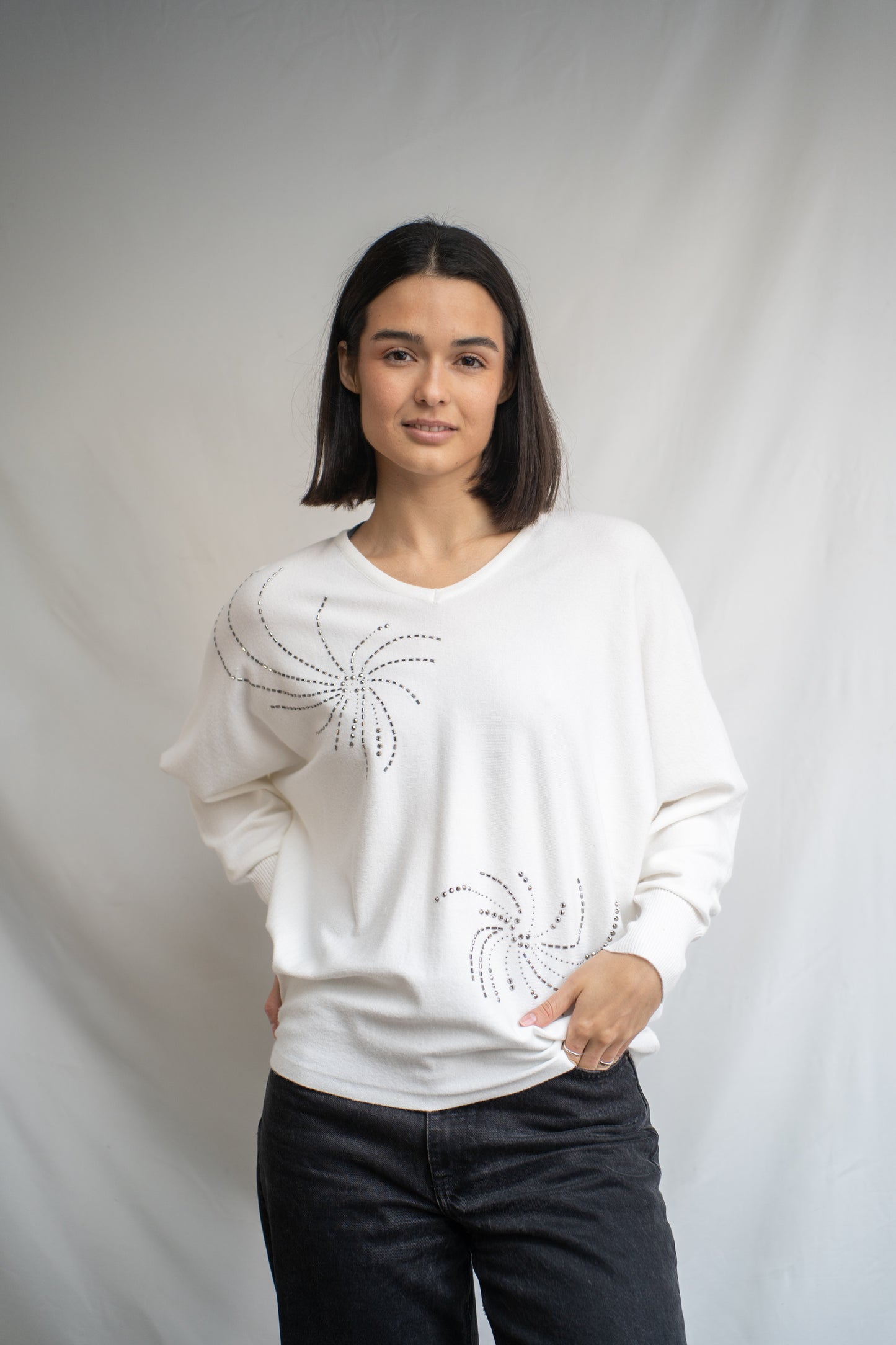 Sweater Party Blanco Brillos