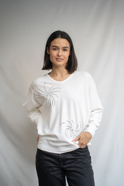 Sweater Party Blanco Brillos