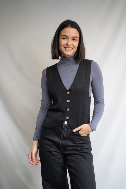 Vest Rosita Negro Brillos