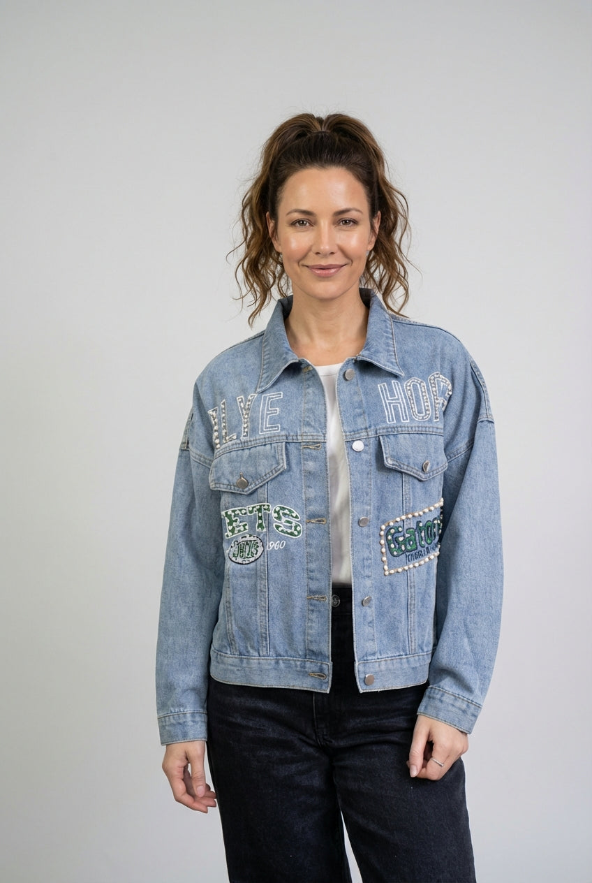 Chaqueta Hops Celeste Bordada