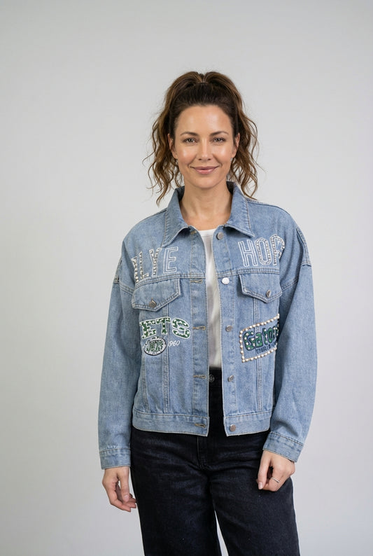 Chaqueta Hops Celeste Bordada