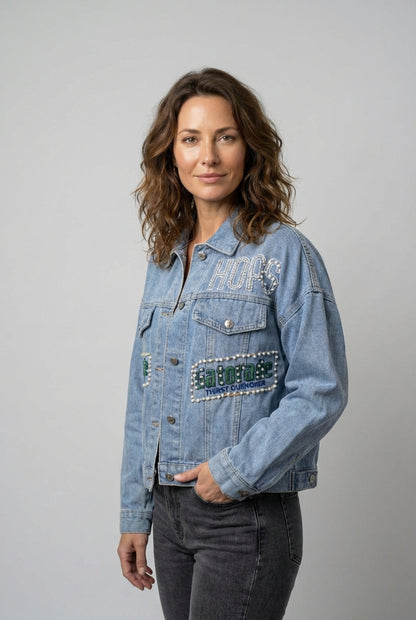 Chaqueta Hops Celeste Bordada