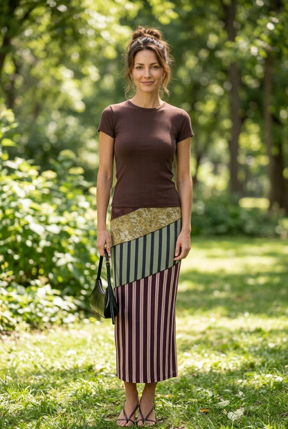 Falda Patchwork Burdeo