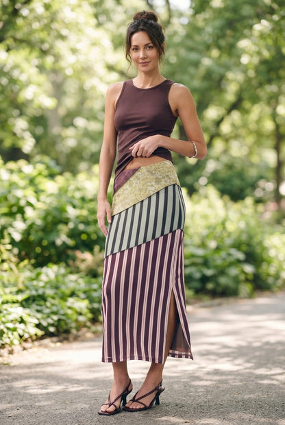 Falda Patchwork Burdeo