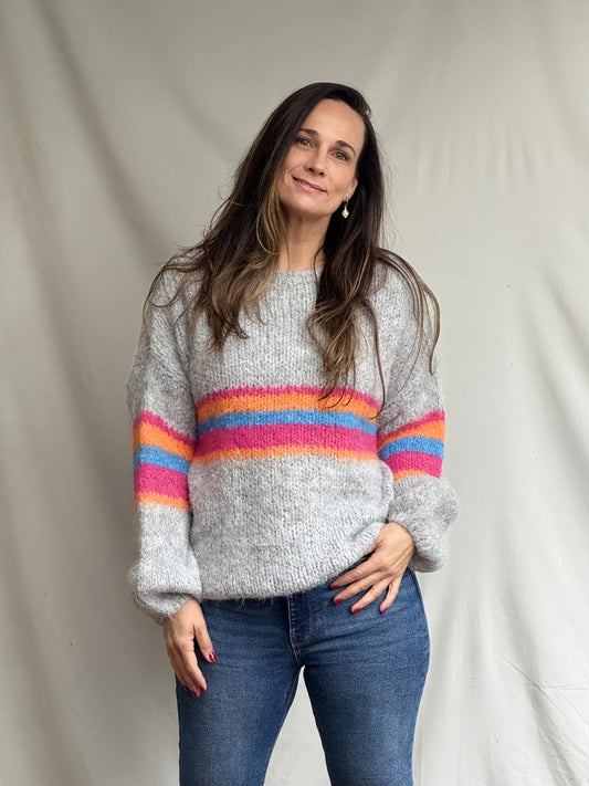 Sweater Mandi Gris Rayas