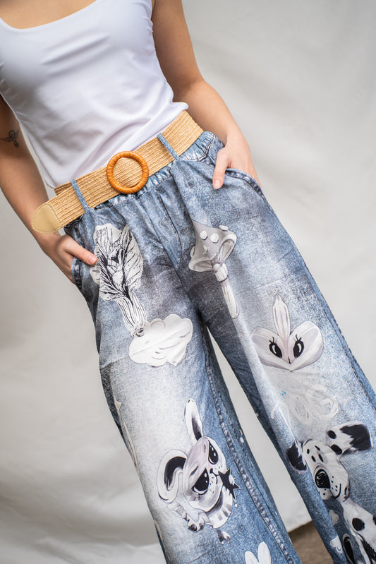 Palazzo Vernazza Gris Estampado-Pantalón-Picaflor