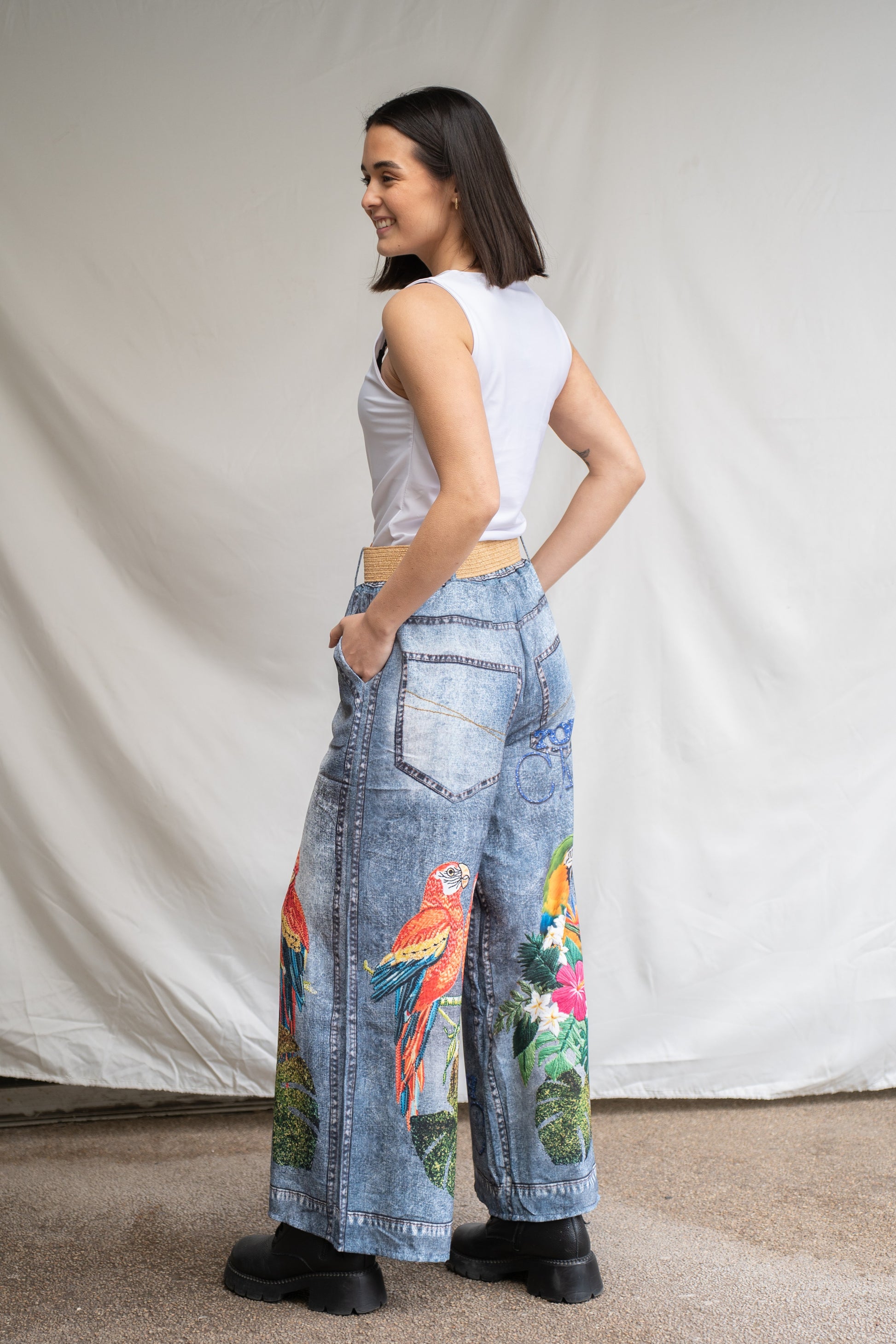 Palazzo Vernazza Naranjo Estampado-Pantalón-Picaflor