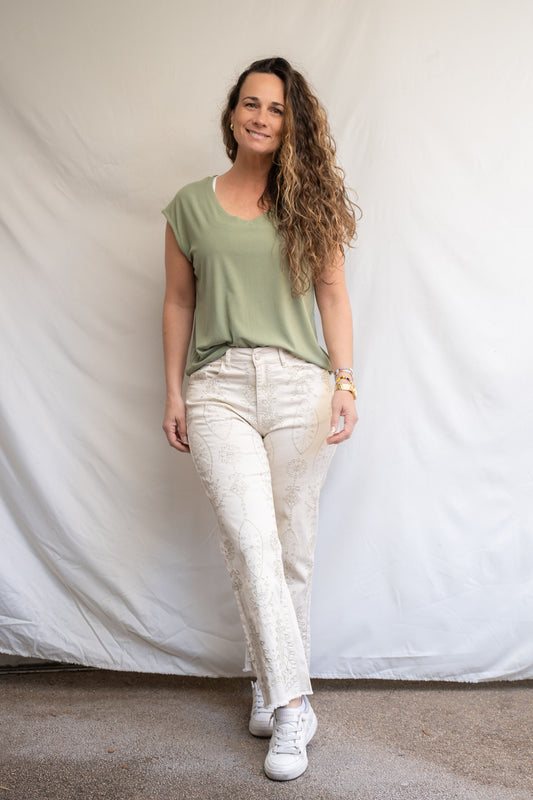 Pantalón Luzma Beige Bordado