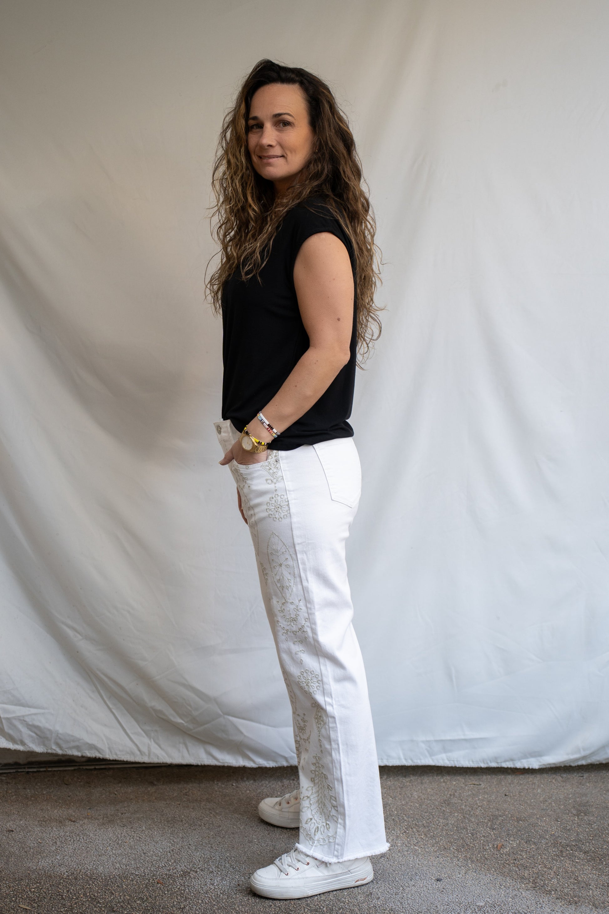 Pantalon Luzma Blanco Bordado