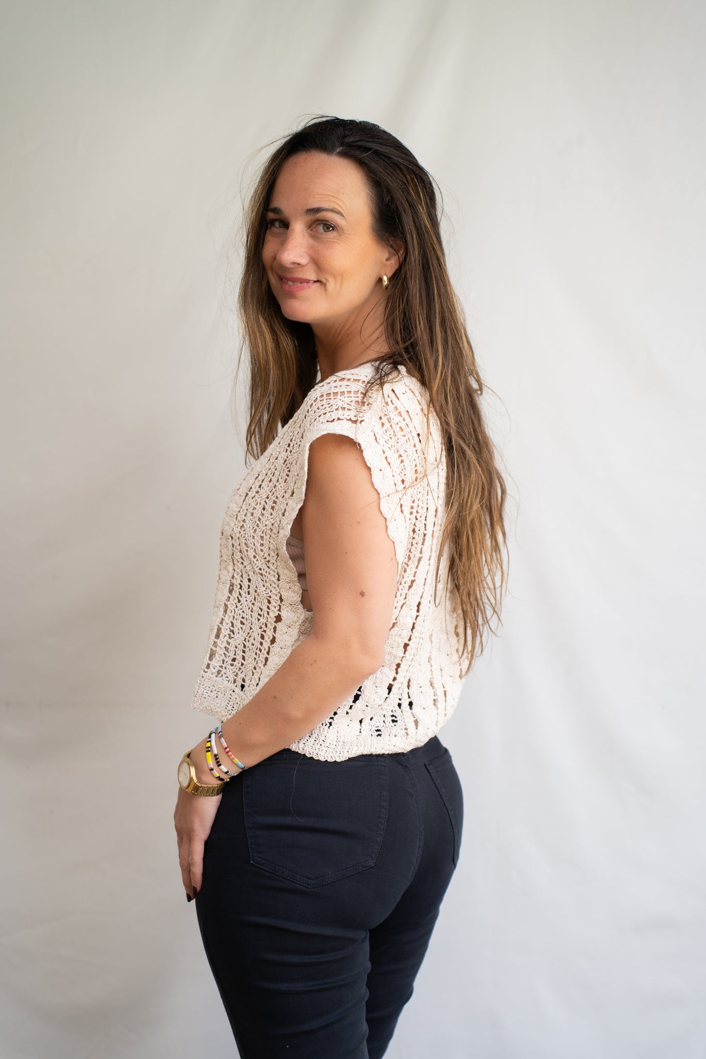 Polera Aime Beige Tejida