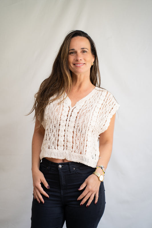 Polera Aime Beige Tejida