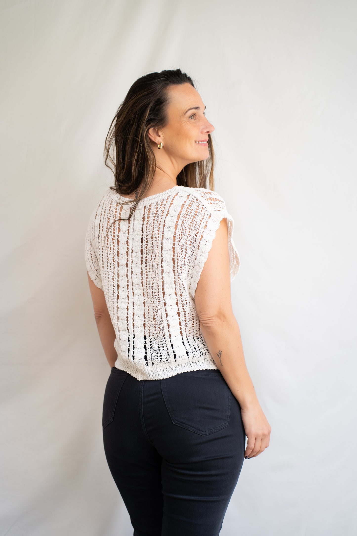 Polera Aime Blanca Tejida