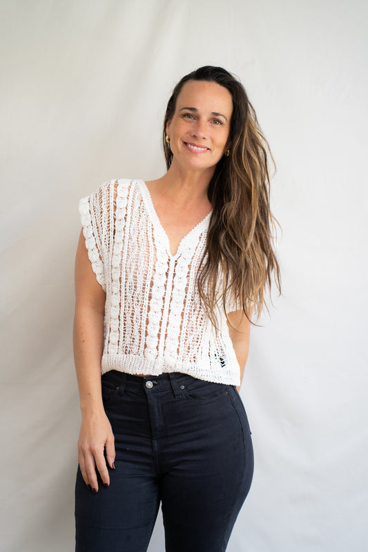 Polera Aime Blanca Tejida