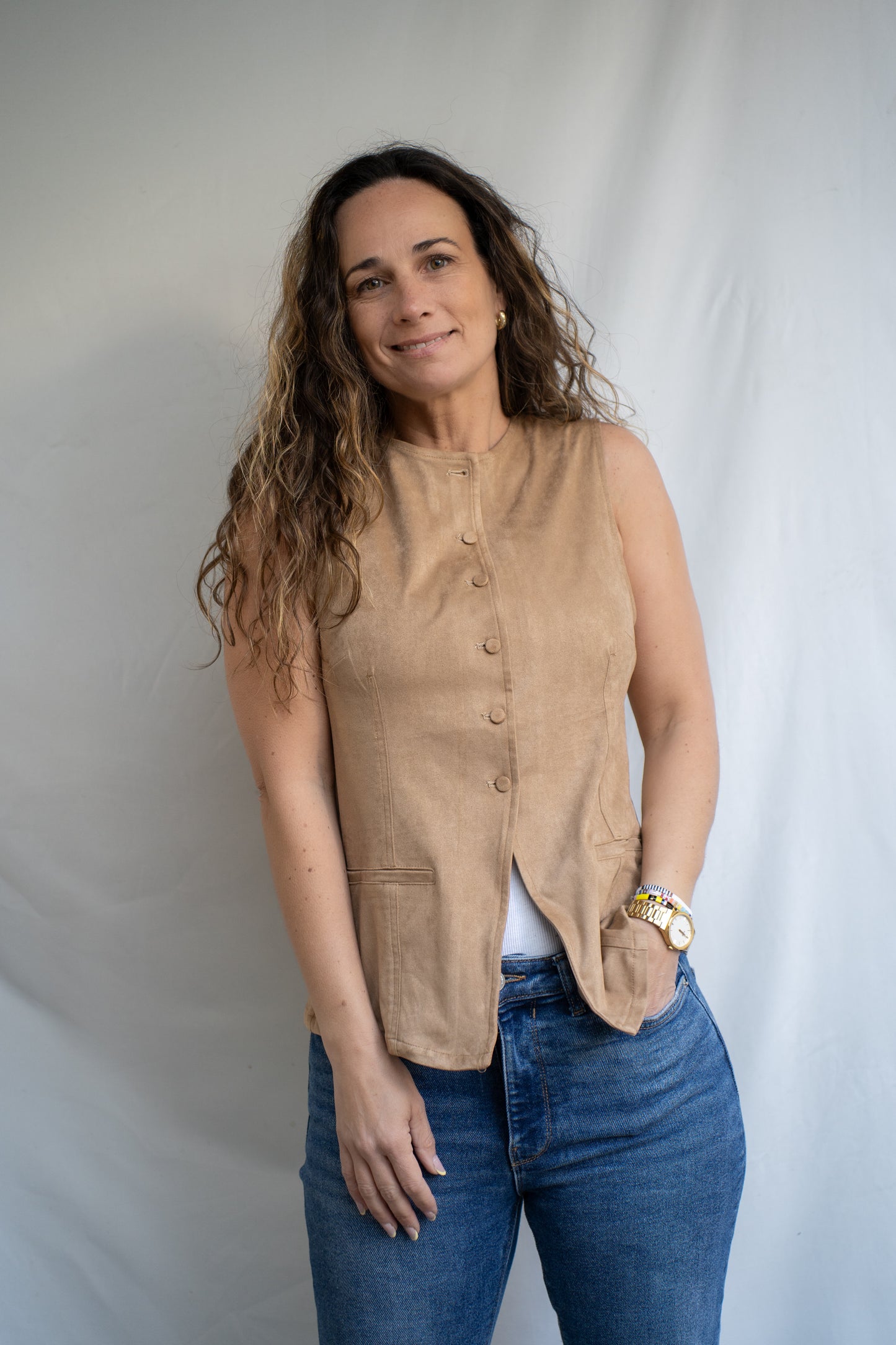 Polera Cayun Beige Ecogamuza