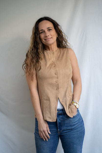 Polera Cayun Beige Ecogamuza