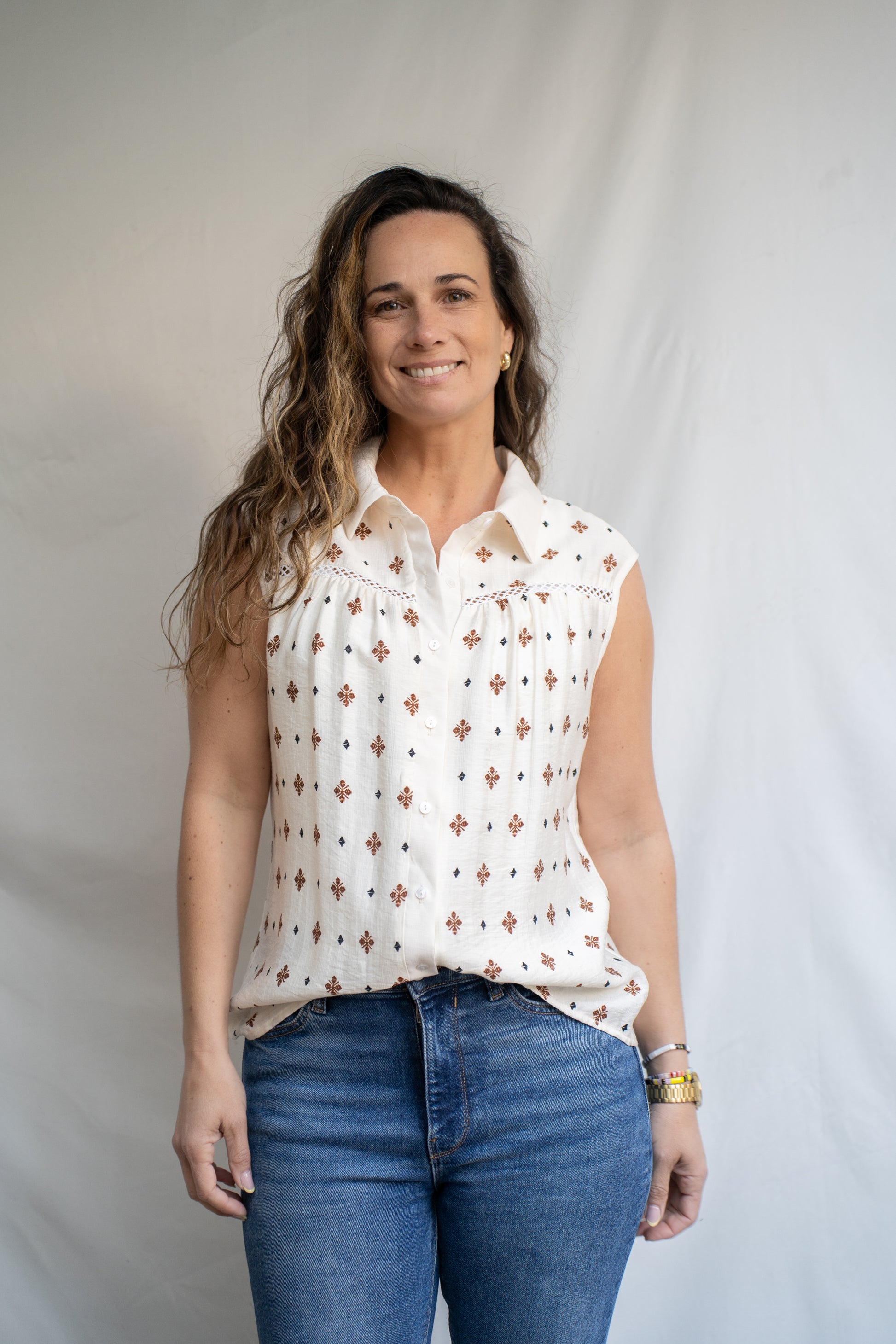 Polera Florisol Camel Bordada