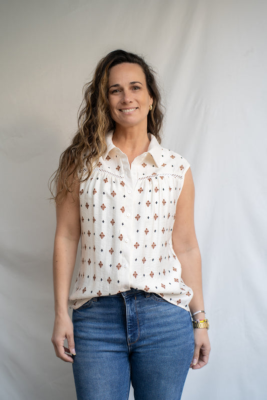 Polera Florisol Camel Bordada