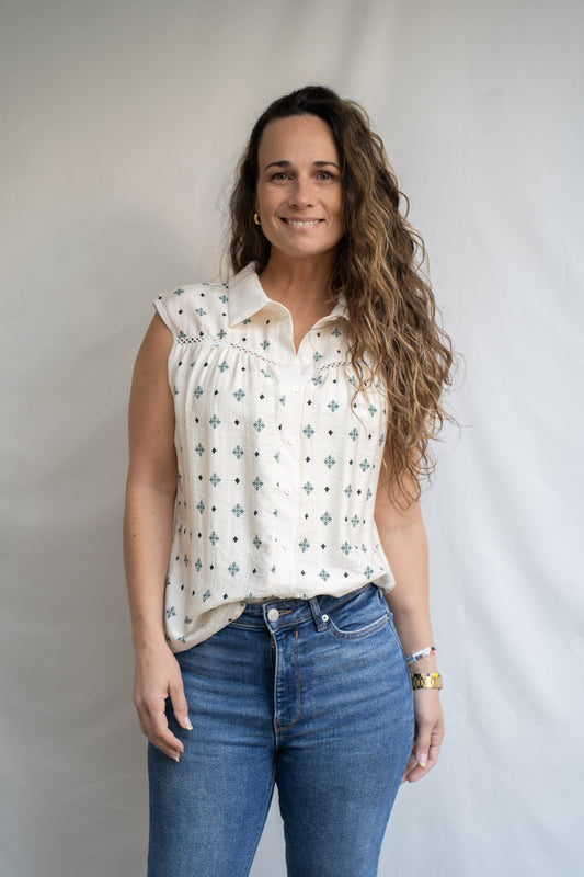 Polera Florisol Verde Bordada