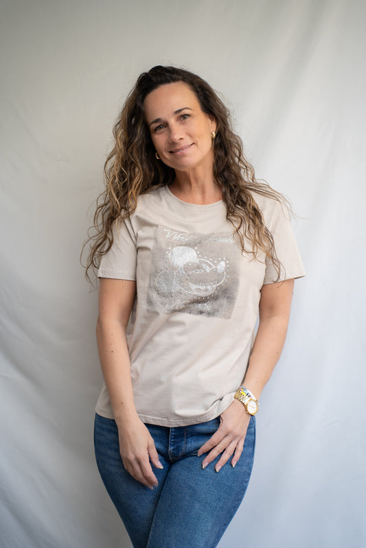 Polera Mik Beige Brillos