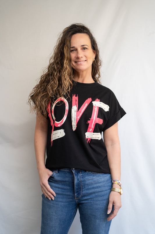 Polera Moor Negra Estampada
