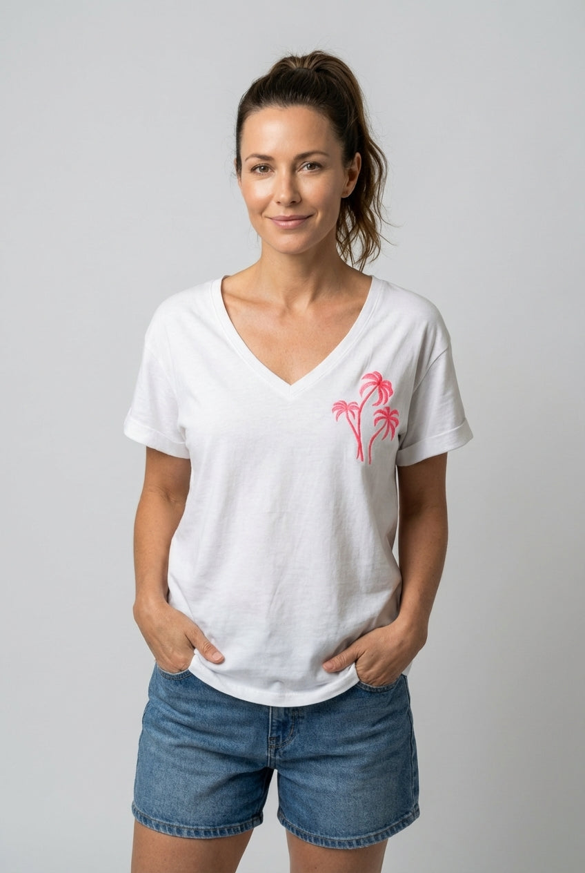 Polera Palmera Blanca