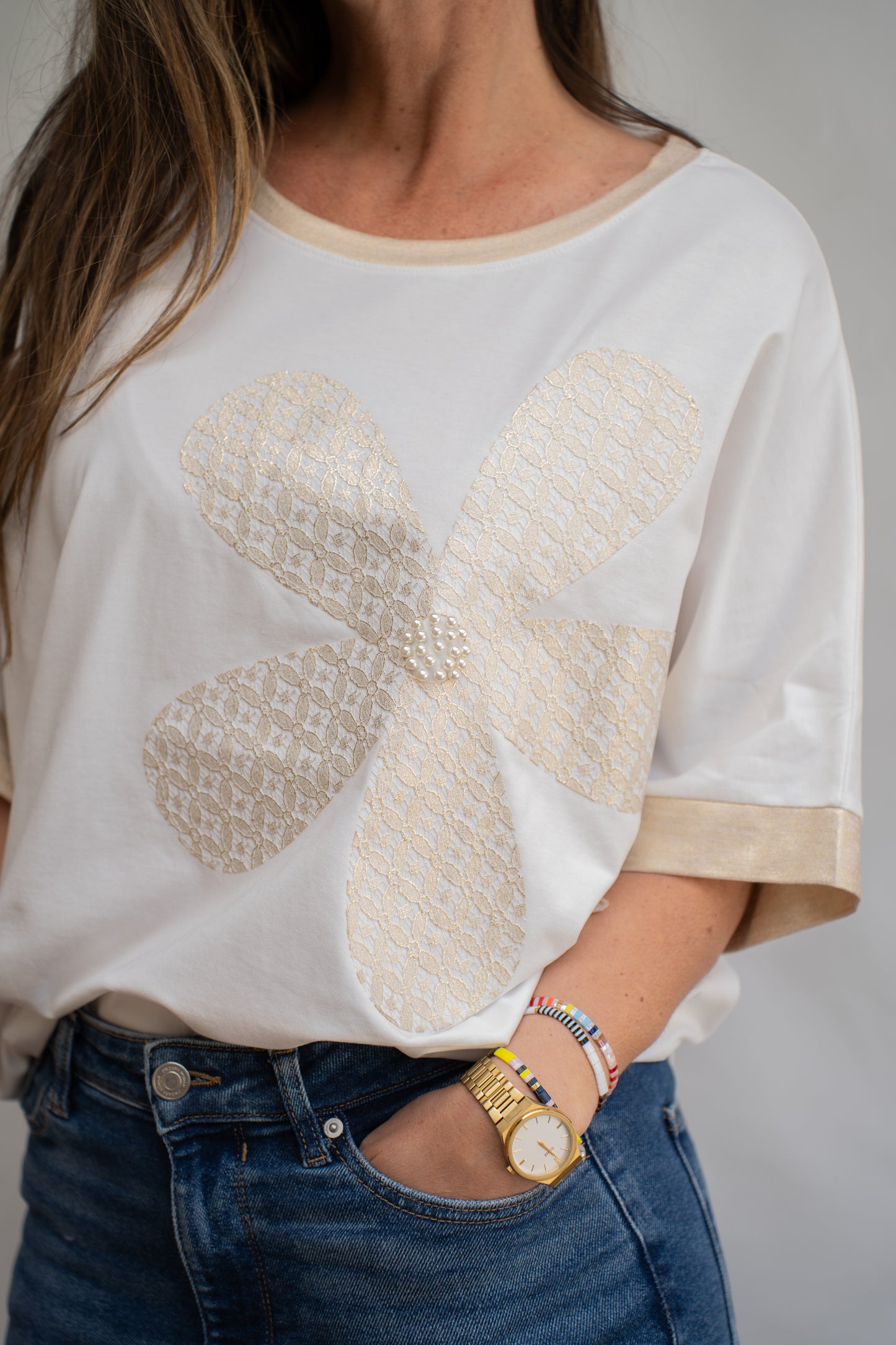Polera Pelly Blanca Encaje