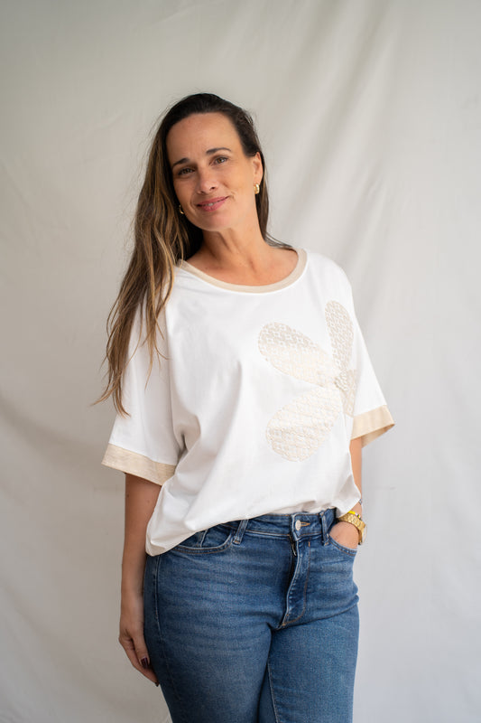 Polera Pelly Blanca Encaje