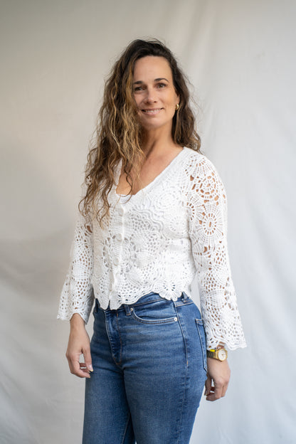 Polera Pentu Blanca Tejida