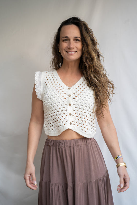 Polera Raquel Crema Tejido