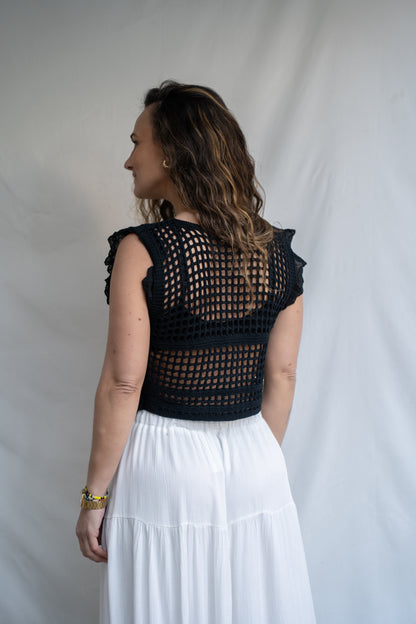 Polera Raquel Negro Tejido