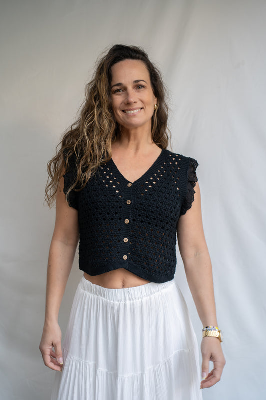 Polera Raquel Negro Tejido