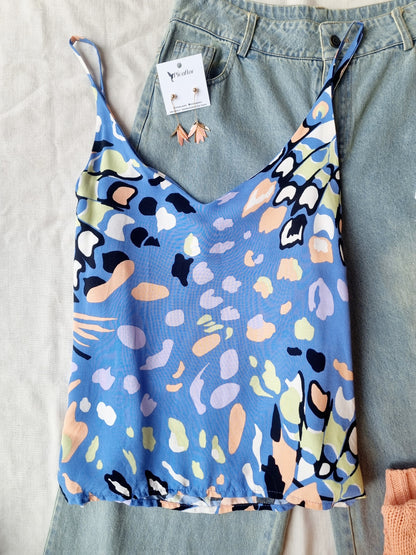 Polera Rumba Celeste Estampada