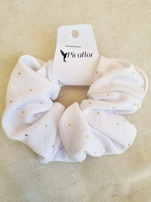 Scrunchie Disco Blanco Brillos