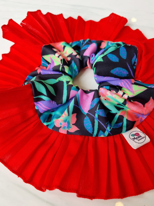 Scrunchie Rumbas Rojos Plizado