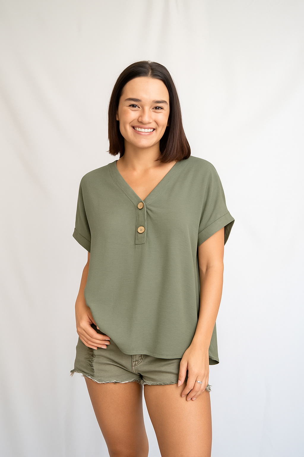 Blusa Sule Verde Olivo básica