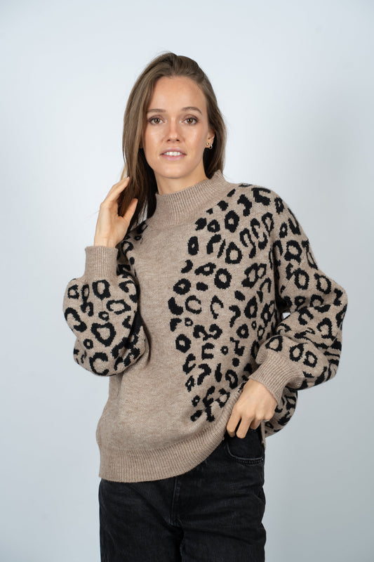 Sweater Amara Camel Print