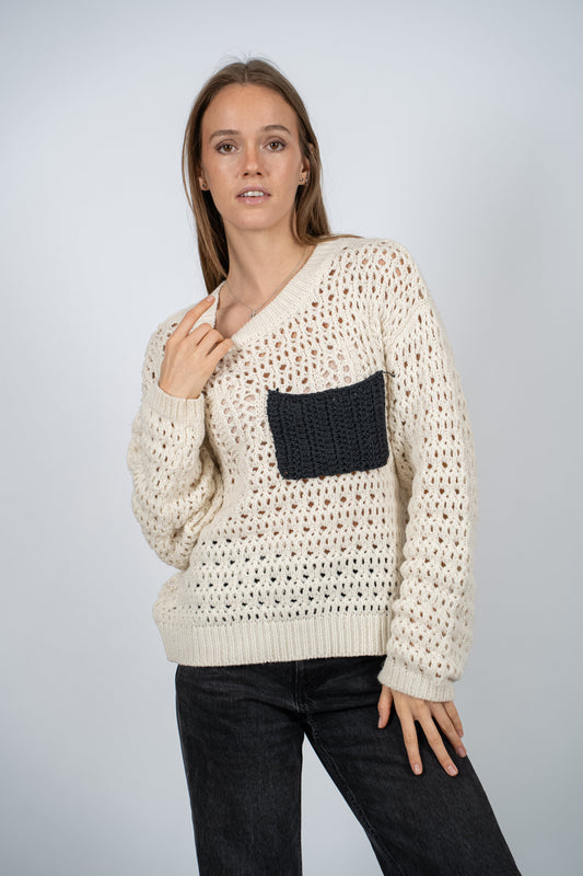 Sweater Coquelen Blanco Hand Made