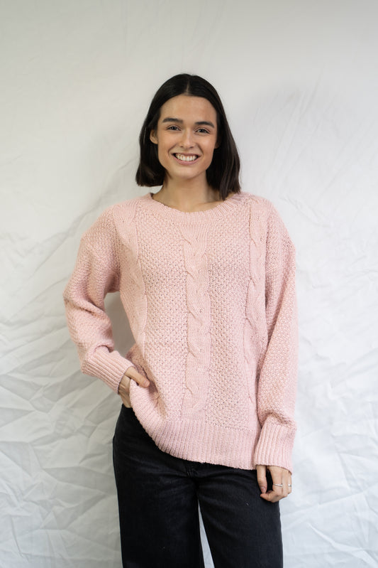 Sweater Mabel Rosa Trenzado-Sweater-Picaflor