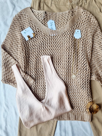 Sweater Panal Beige Brillante
