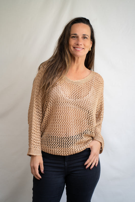 Sweater Panal Beige Brillante