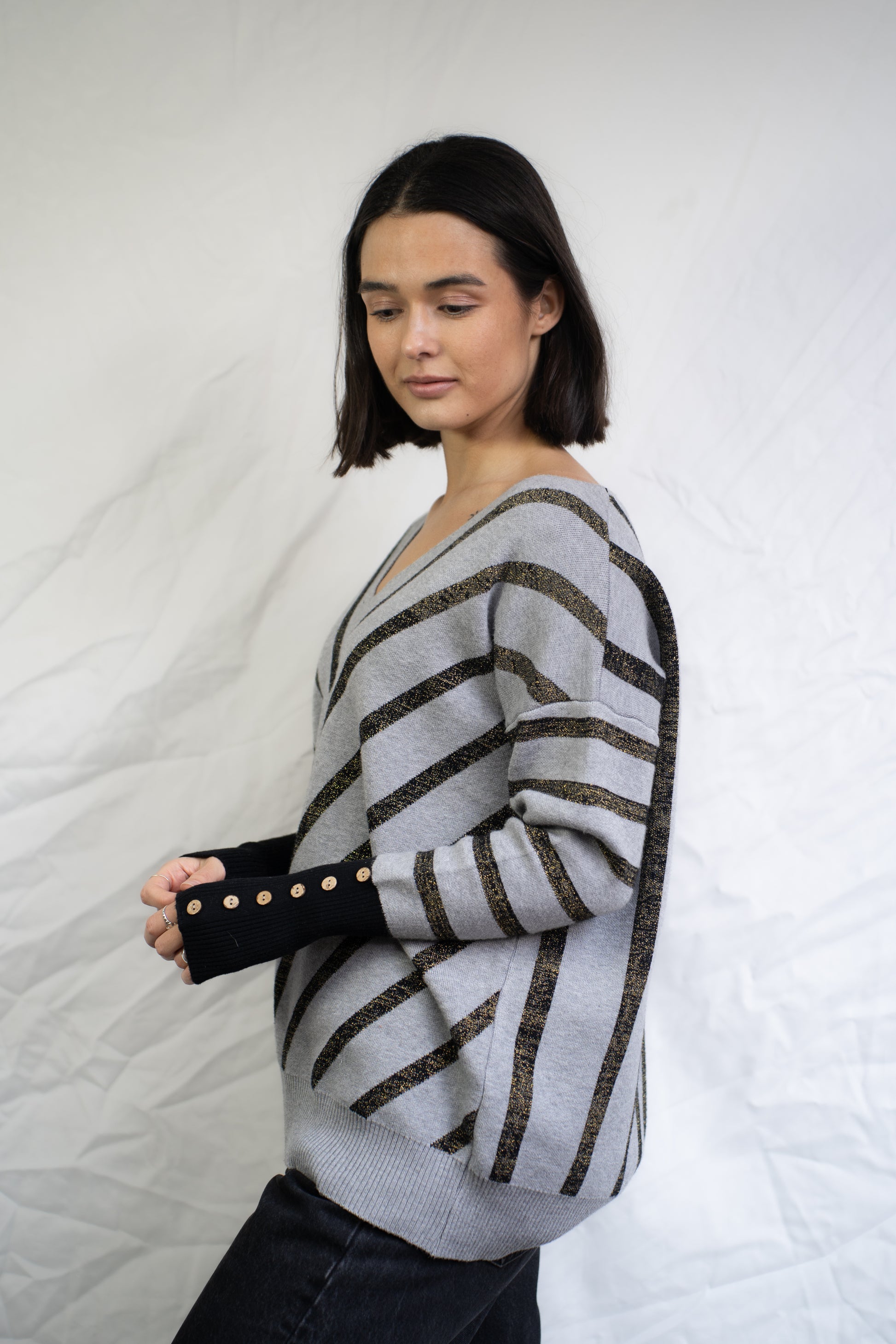 Sweater Pascu Gris Brillos