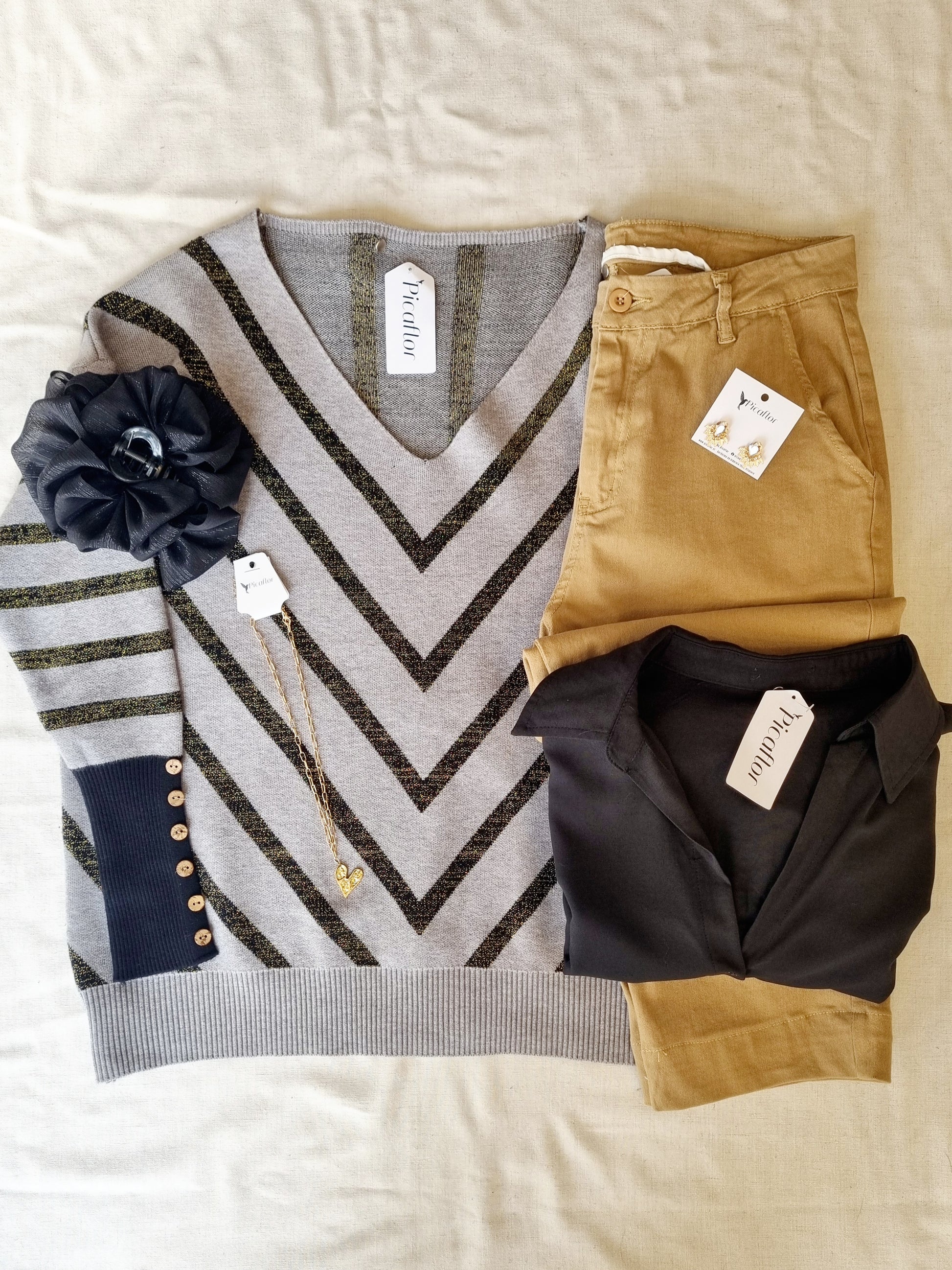 Sweater Pascu Gris Brillos