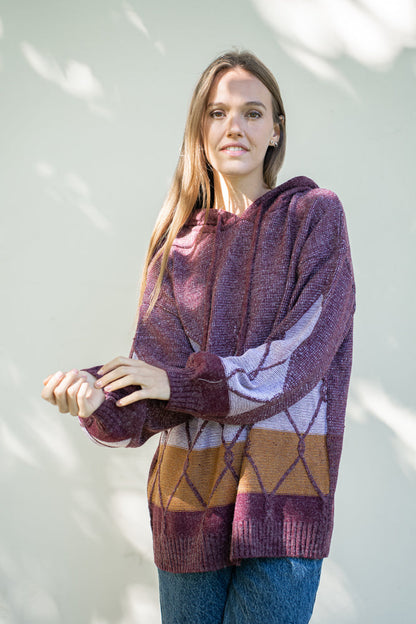 Sweater Rombus Burdeo Textura