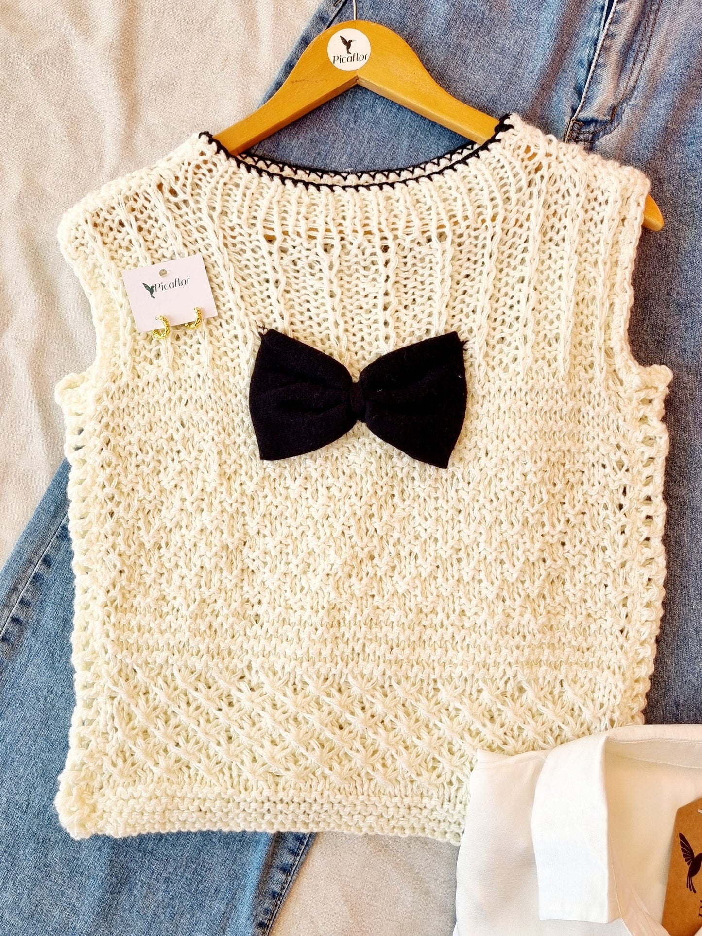 Sweater Zanjitas Blanco Hand Made