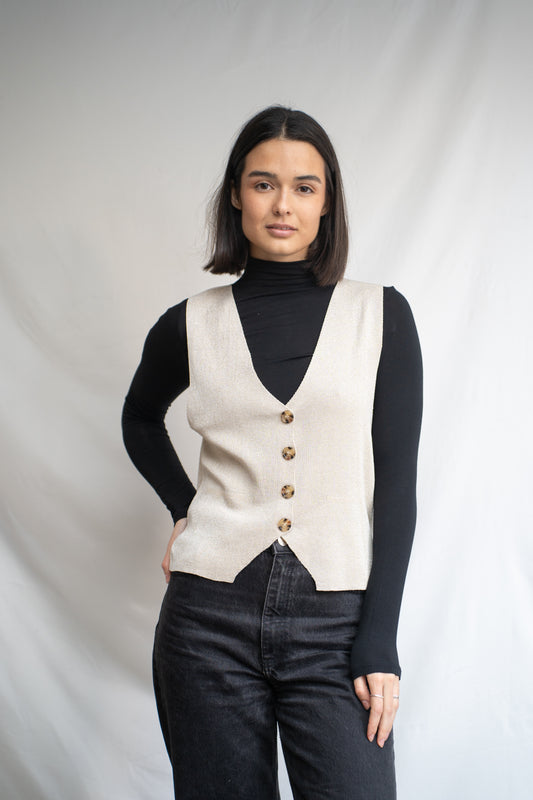 Vest Rosita Dorado Claro Brillos-Sweater-Picaflor